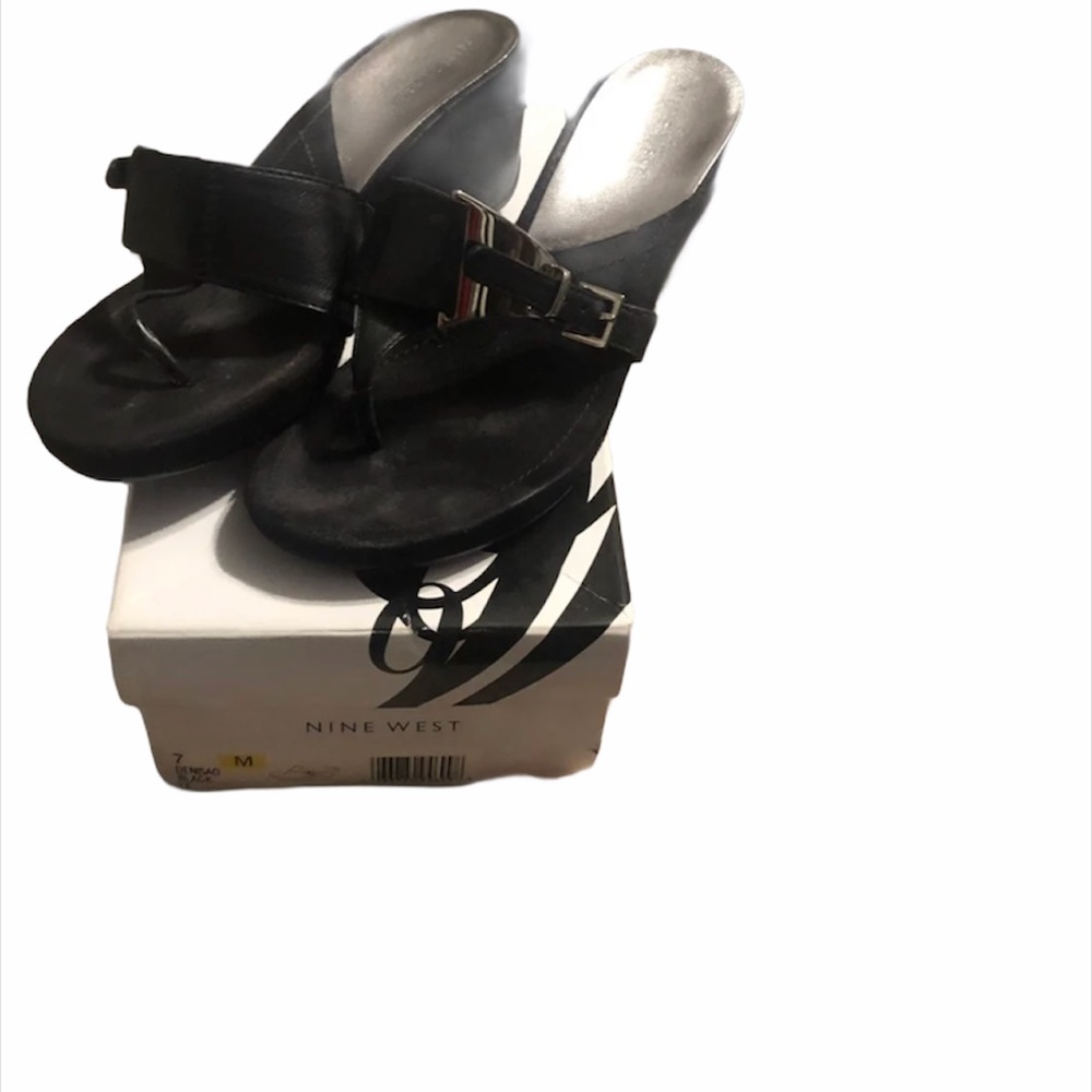 Nine West black wedge heels. Sz 7 M 

Wore once